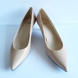 NWOT Stuart Weitzman Women's Nude Beige Patent Leather Pumps Size 9.5 M